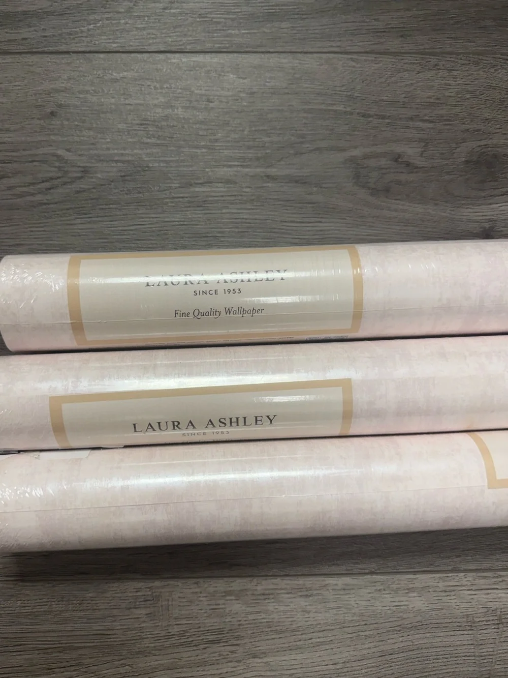 New! 3 rolls Laura Ashley Whinfell Blush Metallic Wallpaper